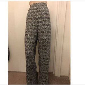 MAYFAIR.  Soft Black with White "Drips" Print Pull-on Pants.  Size Large.  B15